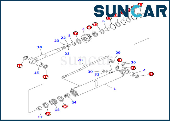 707-99-35290 7079935290 corredo di alta qualità di servizio del cilindro del braccio di Kit For PC60-7 KOMATSU della guarnizione del cilindro del braccio
