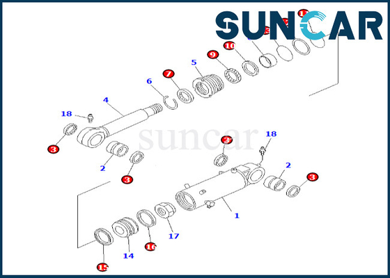 KOMATSU 707-99-43240 7079943240 corredo della sostituzione del cilindro di lama di Kit Fits PC60-7 della guarnizione del cilindro di lama