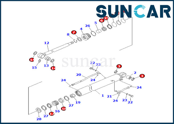 KOMATSU 707-99-26710 7079926710 corredo di sigillamento del cilindro del secchio di Kit For PC60-8 PC70-8 della guarnizione del cilindro del secchio