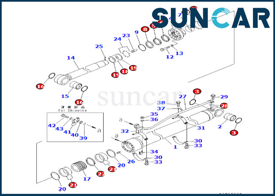 707-99-77160 7079977160 corredo di servizio del cilindro del braccio di Kit Komatsu For PC600LC-6A PC600-8 della guarnizione del cilindro del braccio