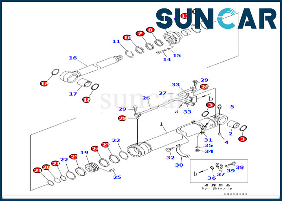 707-99-69700 guarnizione Kit For PC600LC-6A PC600-8 PC600-7 KOMATSU del cilindro di 7079969700 aste