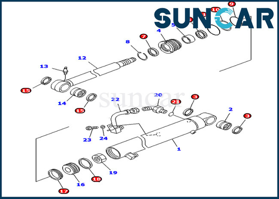 707-98-25250 modelli di Kit Hydraulic Cylinder For PC40MR-1 PC40MRX-1 PC40R-8 KOMATSU di servizio del braccio