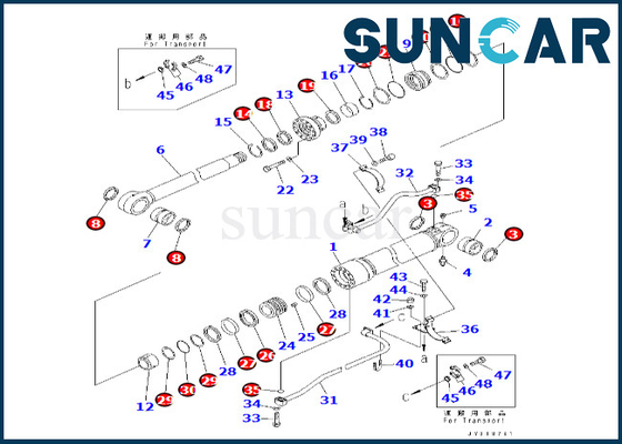 Guarnizione Kit Fits PC600-8 PC600-8R del cilindro dell'asta del corredo 7079976130 707-99-76130 KOMATSU di sigillamento del cilindro dell'asta