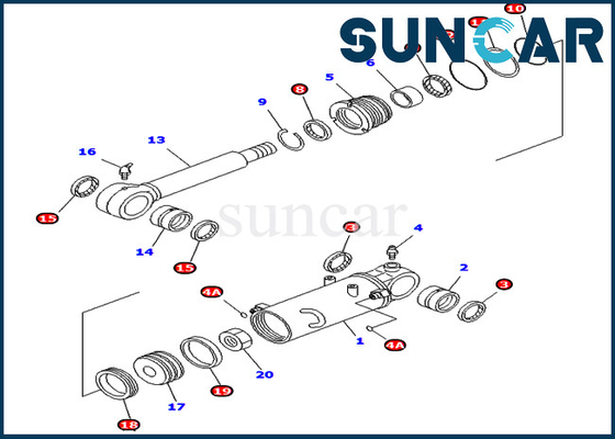Corredo 707-98-32900 della guarnizione del cilindro di lama 7079832900 parti interne di KOMATSU per l'escavatore PC40MRX-1 PC45MRX-1 di UE