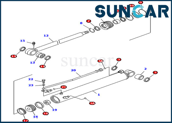 Corredo interno della guarnizione di Boom Swing Cylinder dell'escavatore di KOMATSU 707-98-25710 PC40MR-1 PC40MRX-1 delle parti