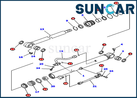 Guarnizione Kit For North America Excavator di riparazione del cilindro del secchio di PC40MRX-1 PC45MRX-1 KOMATSU 707-98-25970