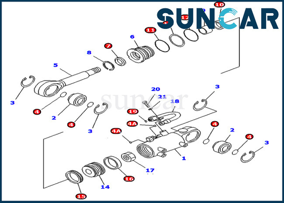 707-98-24730 corredi di riparazione di Kit Wear Resistance Komatsu Excavator PC40MR-1 PC45MR-1 della guarnizione del cilindro di inclinazione