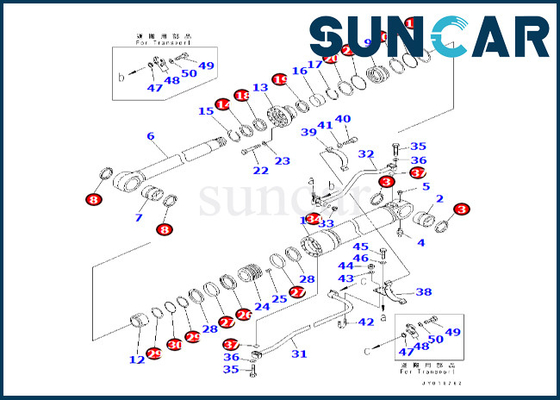 707-99-76131 7079976131 corredo di riparazione del cilindro dell'asta di Kit For PC600-8 PC600-8R della guarnizione del cilindro dell'asta di KOMATSU