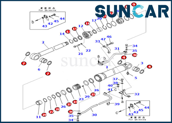 707-99-68480 guarnizione Kit Komatsu Fits PC700LC-8E0 PC650LC-8E0 del cilindro di 7079968480 aste