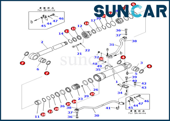 Corredo 7079968481 707-99-68481 della guarnizione del cilindro dell'asta per il corredo di riparazione del cilindro dell'asta di PC700LC-8E0 PC650LC-8E0 KOMATSU