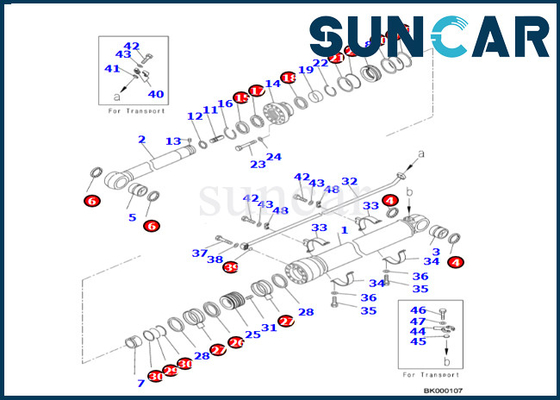 Corredo 707-99-76380 della guarnizione del cilindro del braccio di KOMATSU riparazione Kit For PC700LC-8E0 PC650LC-8E0 della guarnizione del cilindro di 7079976380 braccia