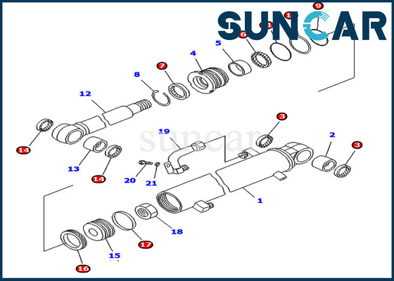 707-98-25820 7079825820 parti interne di Kit For PC45-1 PC50UD-2 PC50UU-2 KOMATSU di servizio del cilindro del braccio