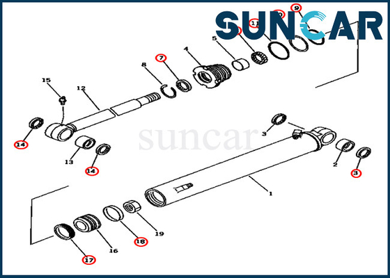 Il ricambio di PC45-1 KOMATSU parte 707-98-25620 guarnizione Kit Repair Kits del cilindro dell'oscillazione di 7079825620 aste
