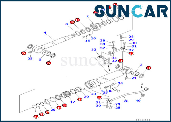 Corredo 707-99-46030 della guarnizione del cilindro del dispositivo di rimozione 7079946030 corredo di sigillamento del cilindro del dispositivo di rimozione di misure PC600-8 PC600LC-8 di KOMATSU