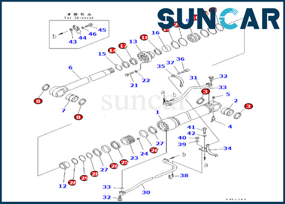 Corredo di sigillamento del cilindro dell'asta di Kit Fits PC600LC-6A della guarnizione del cilindro dell'asta 707-99-68680 di KOMATSU 7079968680