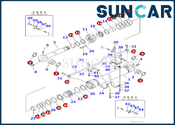 707-99-68690 7079968690 corredo di riparazione del cilindro del secchio di Kit Fits PC600LC-6A KOMATSU della guarnizione del cilindro del secchio