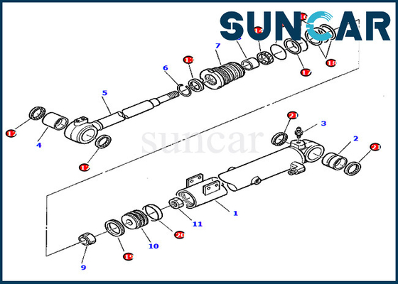 PC45-1 escavatore Komatsu 878000415 corredi di Kit Wear Resistance Hydraulic Replacement della guarnizione del cilindro dell'asta