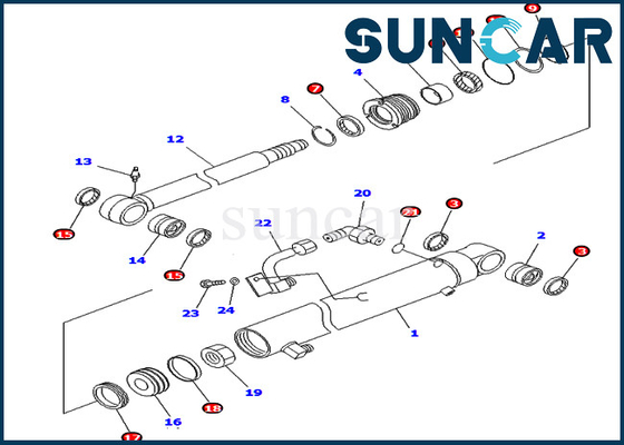 Corredo 707-98-25830 di servizio del cilindro del braccio 7079825830 corredi di sigillatura di Komatsu PC45MR-1 PC45MRX-1 PC45R-8 dell'escavatore