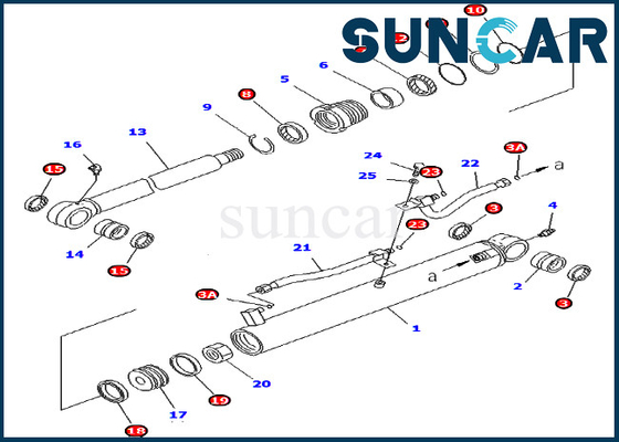 707-98-25360 7079825360 parti interne di Kit Fits For Excavator PC45MR-1 KOMATSU della guarnizione di riparazione del cilindro del secchio