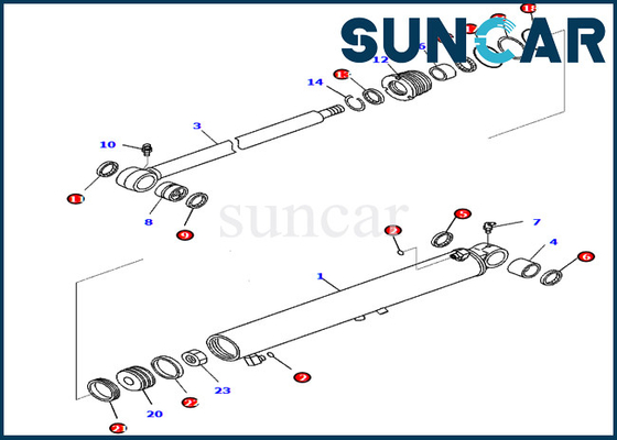 Romba il corredo 707-98-25780 di servizio del cilindro dell'oscillazione 7079825780 escavatore Seal Kits di KOMATSU PC45MR-3