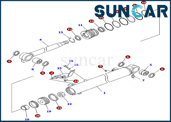 707-98-25750 guarnizione Kit Fits Inner Parts Komatsu PC45MR-3 PC55MR-3 del cilindro di 7079825750 aste