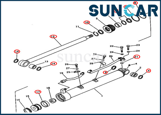 Guarnizione Kit Fits For di riparazione dell'oscillazione dell'asta 201-63-12301 un cilindro idraulico di 2016312301 PC60U-3 KOMATSU