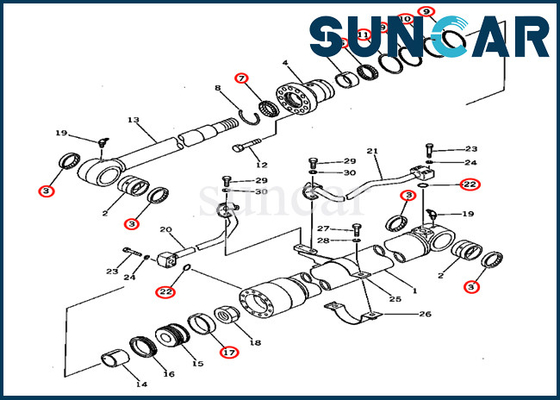 201-63-02040 2016302040 escavatore Service Kits Parts di Kit For PC60U-5 KOMATSU della guarnizione del cilindro dell'asta