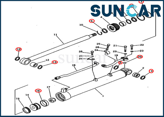 PC60U-5 modella KOMATSU 201-63-02060 guarnizione Kit Hydraulic Cylinder della riparazione dell'oscillazione di 2016302060 aste
