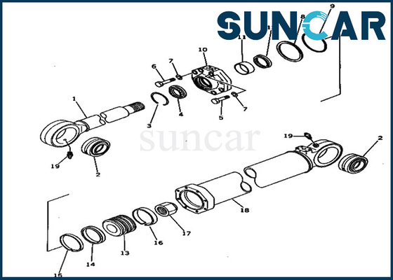 Corredo 209-63-76500 della guarnizione del secchio di PC650-1 KOMATSU 2096376500 corredi di sigillatura della sostituzione del cilindro