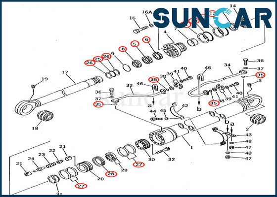 Servizio Kit Parts di PC650-5 PC710-5 KOMATSU 707-99-77220 corredo di sigillamento dell'olio del cilindro di 7079977220 aste