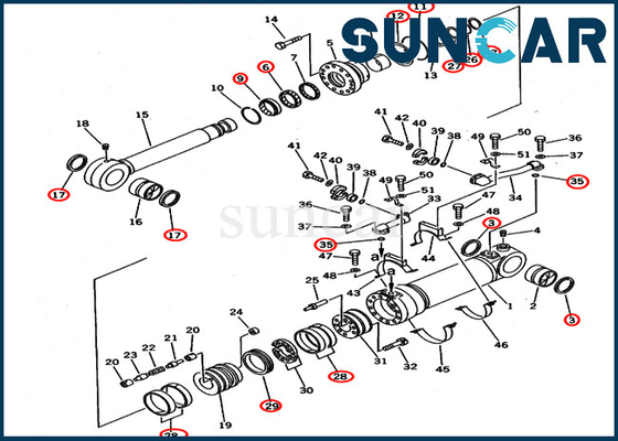 707-99-56300 corredo inferiore della guarnizione del cilindro di Service Kit Models PC650LC-3 PC650LC-5 KOMATSU dell'escavatore dello scarico