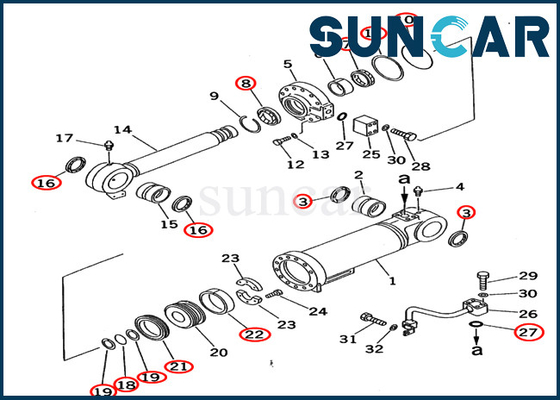 707-98-55500 corredi della guarnizione del cilindro di KOMATSU PC70-7 PC70-7E del corredo 7079855500 della guarnizione di riparazione dell'asta
