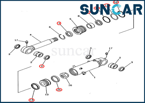 707-98-43130 7079843130 parti di ricambio di Kit For Models PC60-7 PC70-7 PC70-7E di riparazione della guarnizione del cilindro di lama