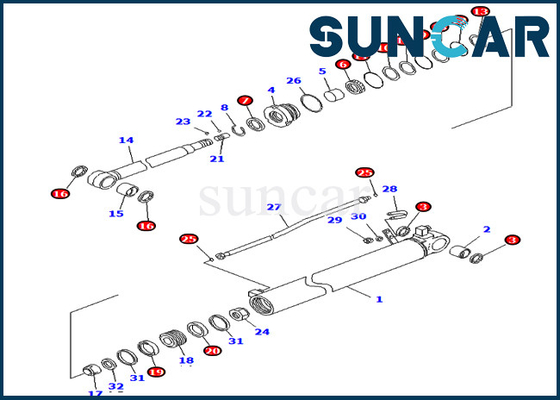 Corredi di servizio 707-99-35350 un cilindro di 7079935350 braccia che sigilla l'attrezzatura pesante di Kit For Komatsu PC70-8