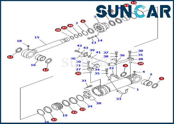 707-99-56200 7079956200 corredo di riparazione inferiore di Kit Fits Model PC750-6 KOMATSU di servizio del cilindro dello scarico
